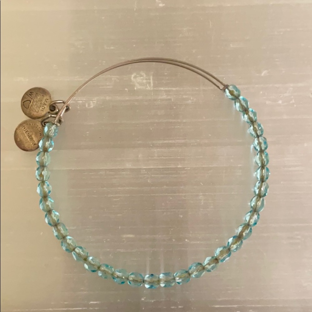 Alex and Ani light blue beaded bracelet